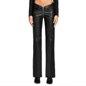 I AM GIA Roy Leather Flare Zipper Pants